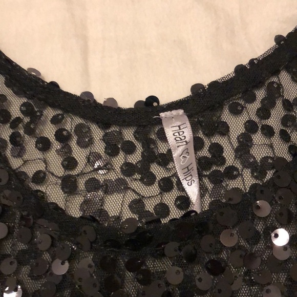 Hearts and Hips Sequin Sheer Top Size Small - Picture 3 of 4